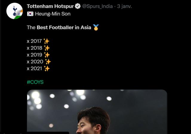 黄金甲体育-热刺官网首页: 孙兴慜获体坛周报2021亚洲金球奖